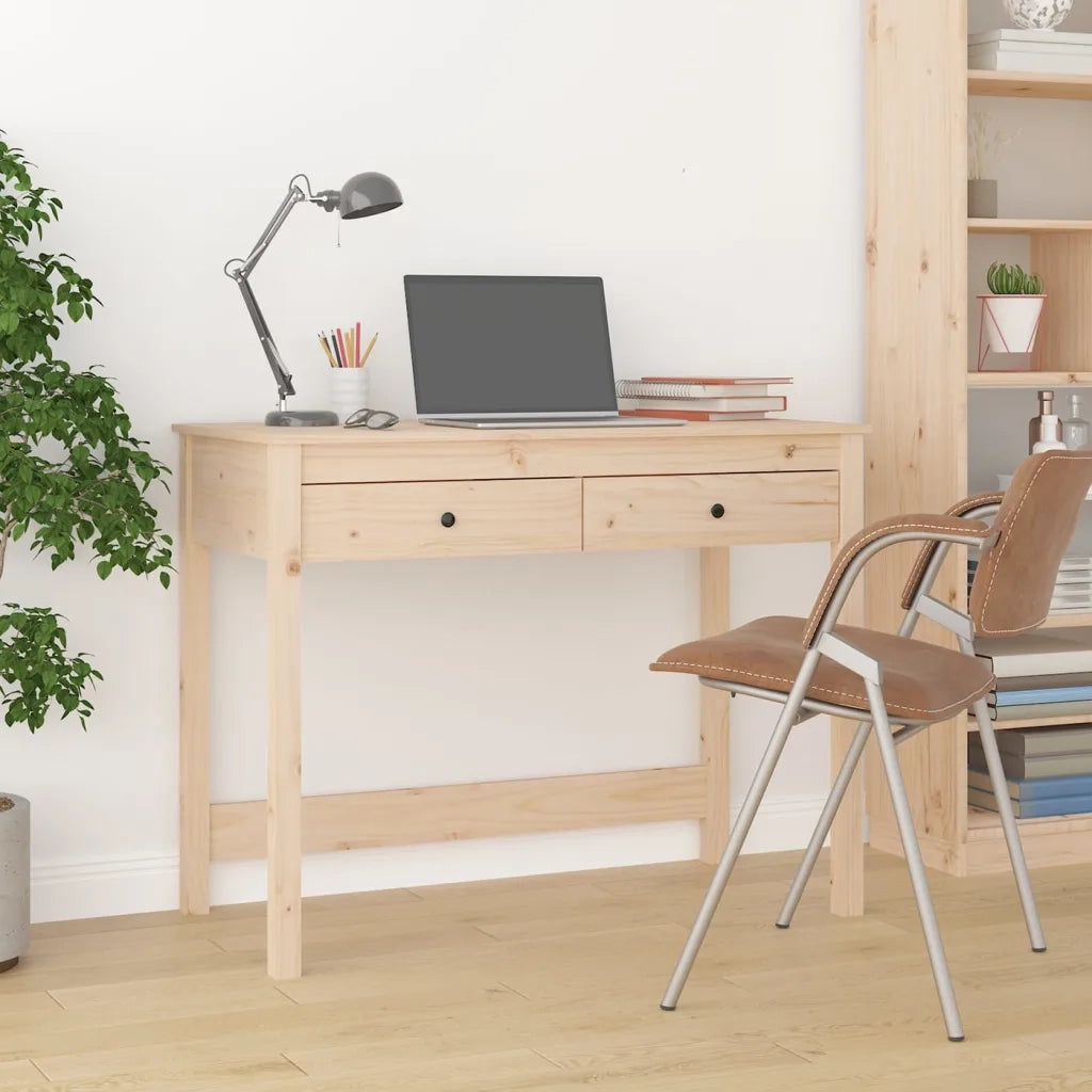 Scrivania | Tavolo da Ufficio con Cassetti 100x50x78 cm in Legno Massello di Pino