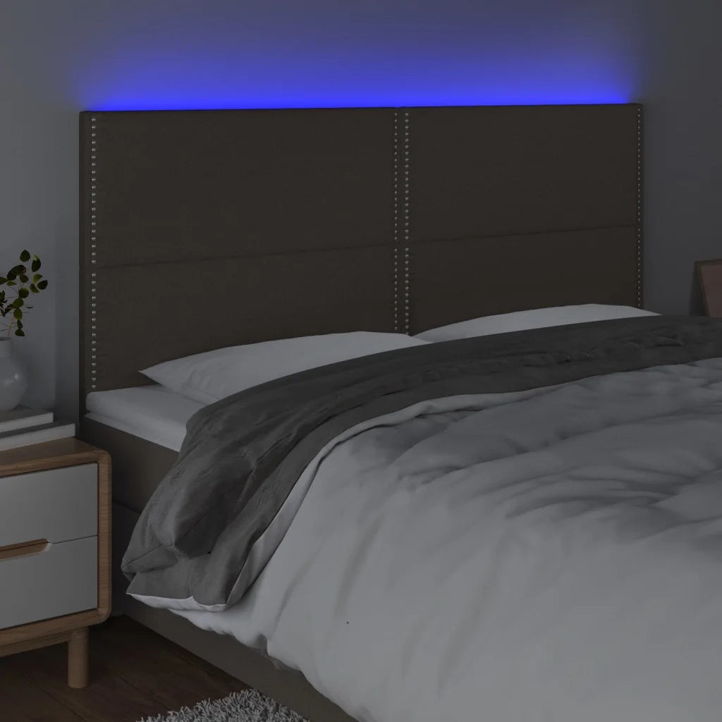 Testiera a LED-Testata con LED tortora 200x5x118/128cm in Tessuto 897019