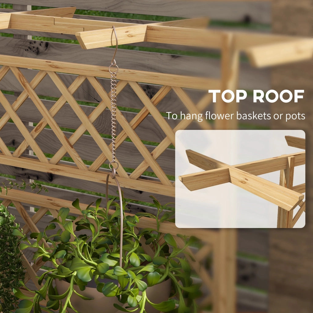 Letto per Orto con Traliccio e Pergola 160x55x183 cm in Legno Naturale