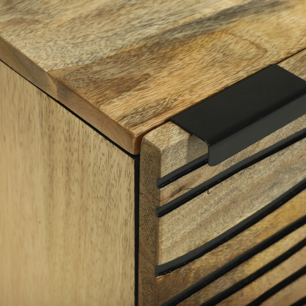 Comodini 2 pz 40x33.5x46 cm in legno massello di mango