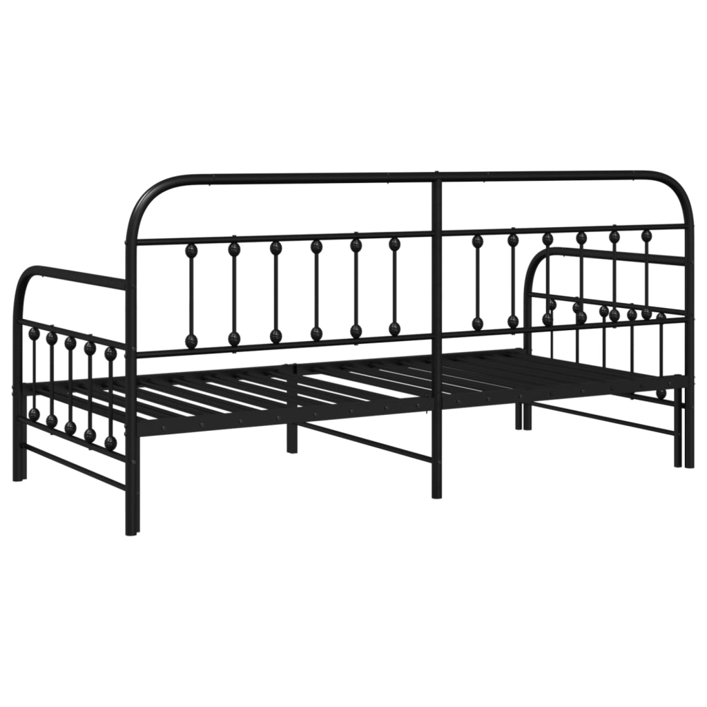 Struttura letto giorno  con letto estraibile, nera, 107x203 cm, in acciaio