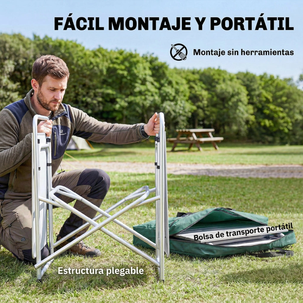 Tavolo da cucina pieghevole con 3 tavolini e 4 ganci ¨C zephmum ¨C 172x48x130 cm verde