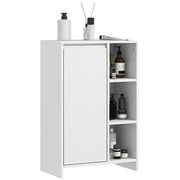 Mobiletto Bagno con 3 Ripiani Aperti e Armadietto a un'Anta con Mensola Regolabile, 53x30x80cm, Bianco
