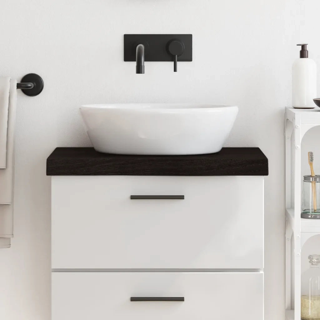 Piano Bagno Marrone Scuro 60x40x(2-6)cm Legno Massello Trattato 3156202