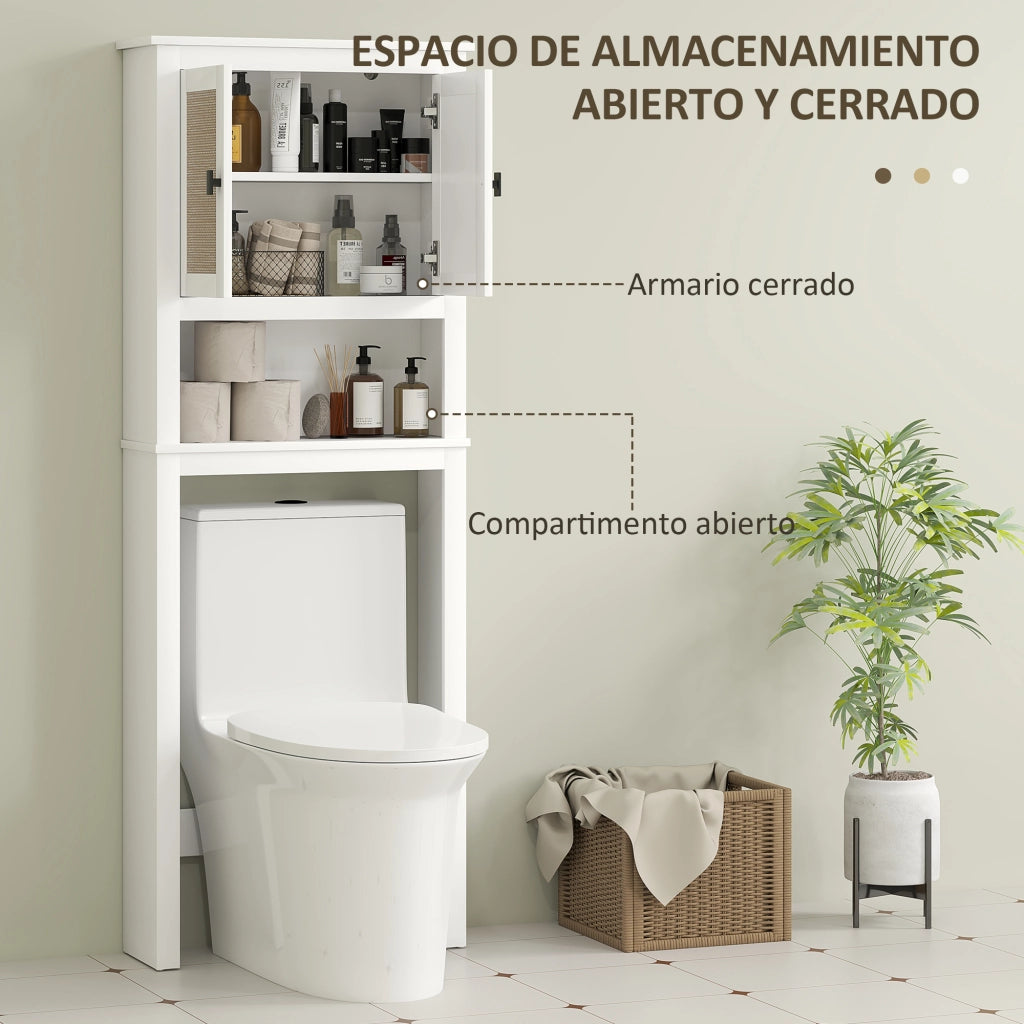 Mobile Sospeso Bagno 2 Ante Ratanio ¨C zephmum ¨C Bianco 60x19.5x160 cm