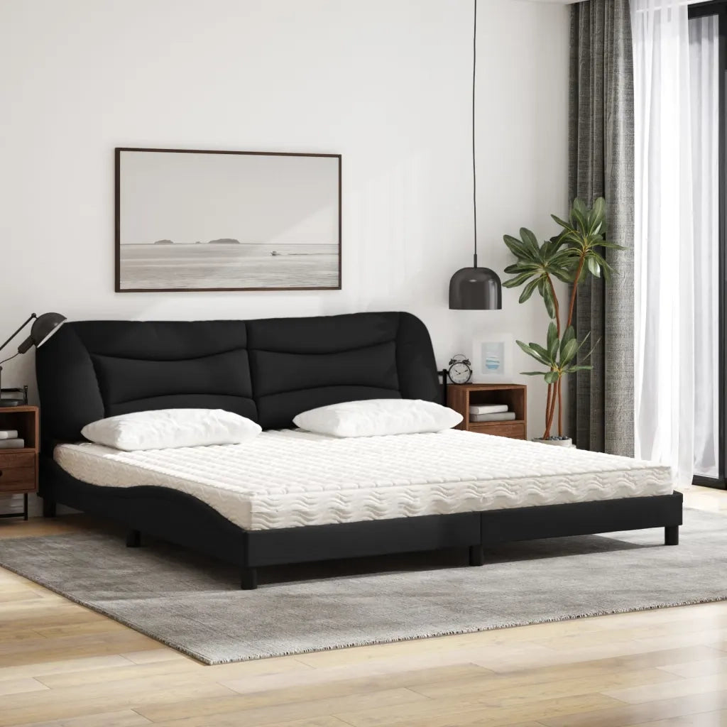Letto con Materasso Hvar Nero 200x200 cm in Tessuto