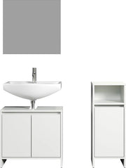 Sistema di Bagno Base - Collezione Vanity - Suite di Toilette - Set di Toilette - Combinazione di Toilette - Mobile di Toilette - Bianco - 107 x 164 x 28 cm