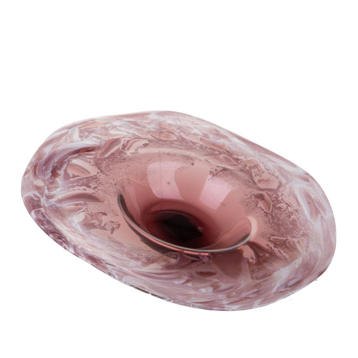 Ciotola Decorativa Ø 40 cm in Vetro Bianco Malva