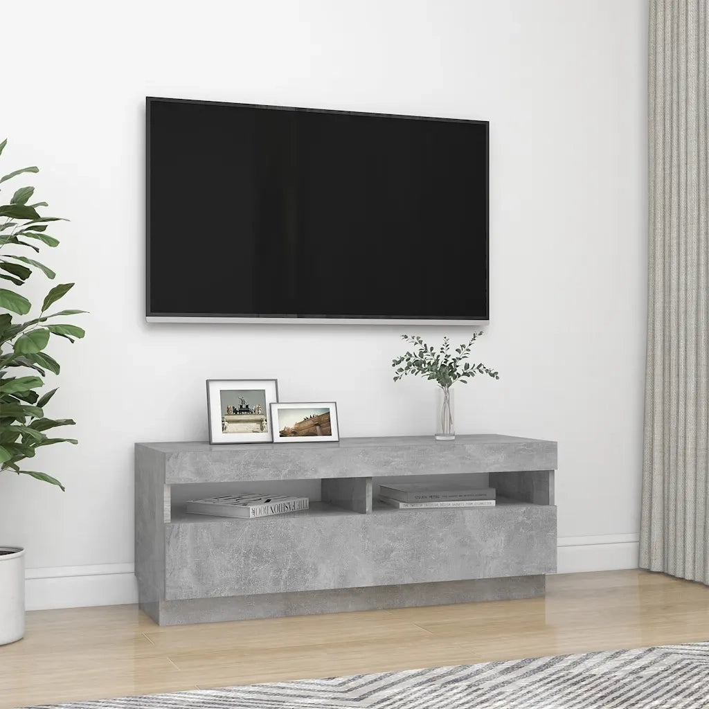 Mobile TV | Armadietto TV | Mobile Porta TV con Luci LED Grigio Cemento 100x35x40 cm