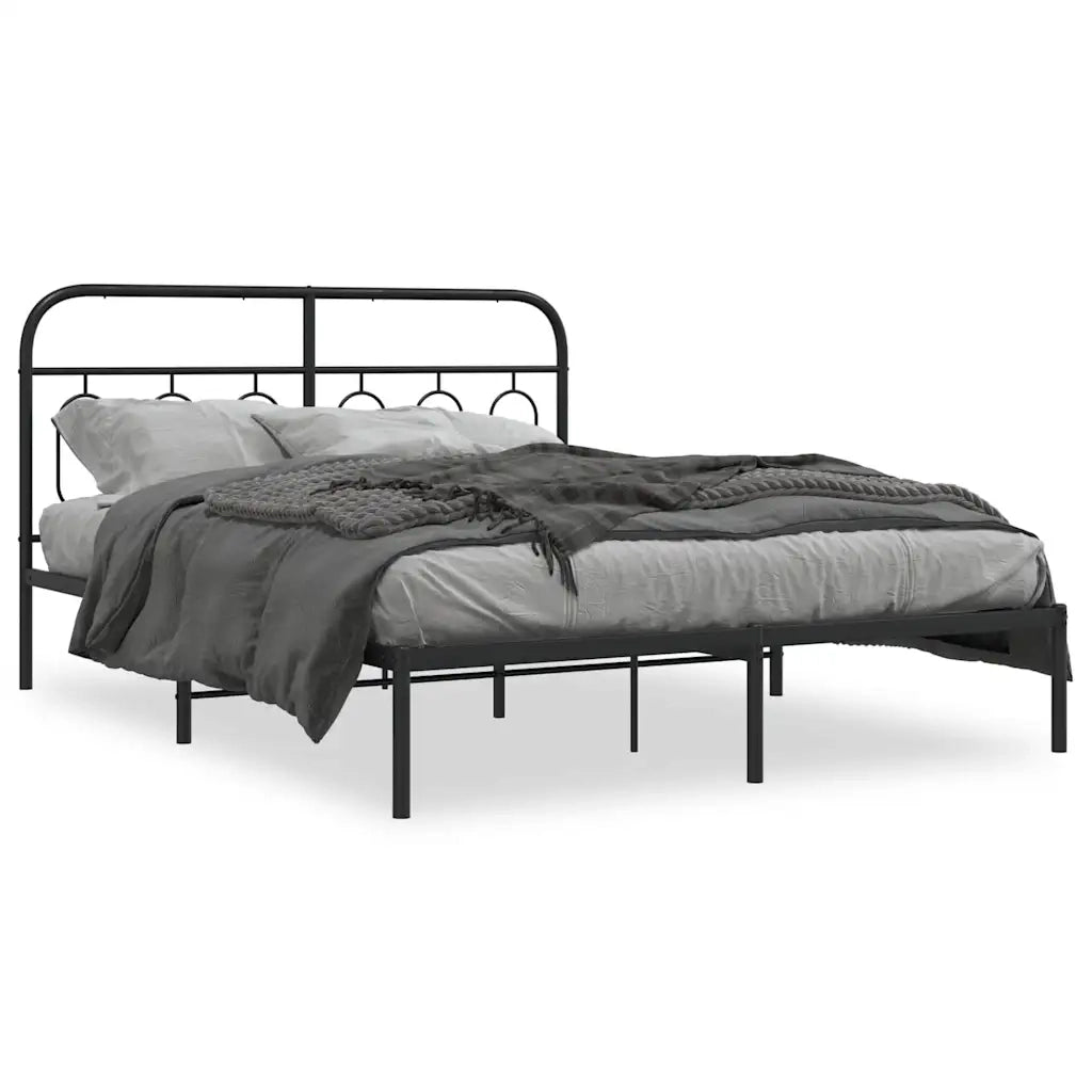 Giroletto con Testiera-Struttura Letto con testiera in Metallo Nero 150x200 cm 458701