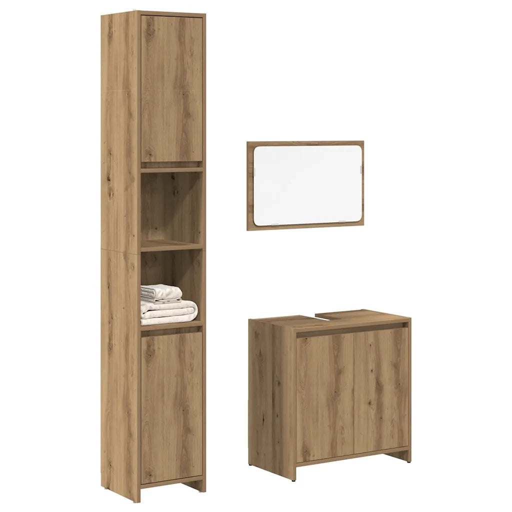 Set Mobili da Bagno 3 pz Rovere Artigianale Legno Multistrato 3328566