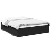 Letto matrimoniale | Letto per adulti | Giroletto Nero 150x200 cm in Legno Multistrato