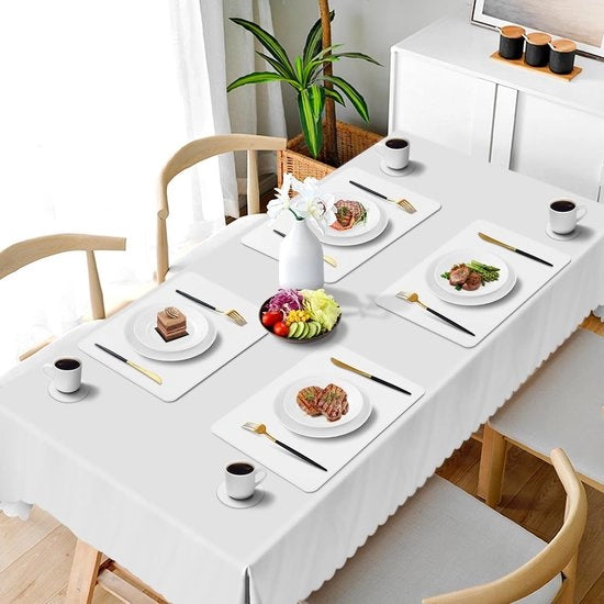 Set di 6 placemats e sottopannelli, tappeti in pelle PU isolanti al calore, antiscivolo, lavabili, impermeabili, per cucina, sala da pranzo, placemats per uso domestico, ristoranti, alberghi - bianchi