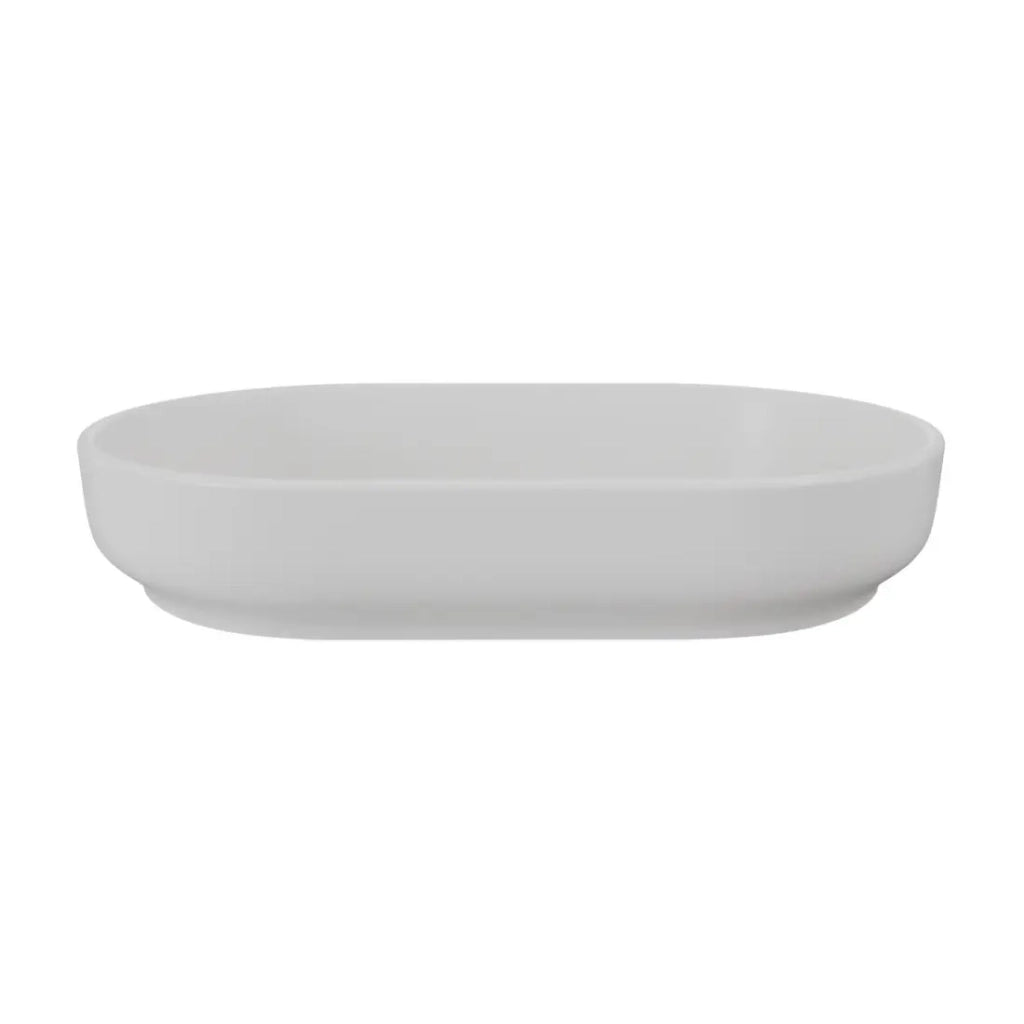 Lavabo ovale da appoggio 55x35 cm in ceramica grigio chiaro opaco
