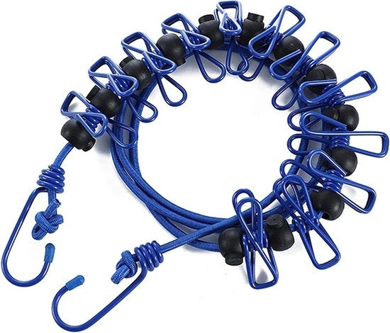 Linea da Stendino Portatile con 12 Fermoventi e Cerniera Antiscivolo per Campeggio Viaggi
