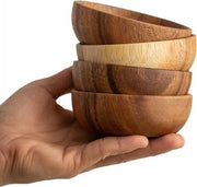 Set di scodelle in legno - acacia massello - 10 x 38 cm - set di scodelle per servire - contorni salse noci sale spezie - 4 cucchiai per condire