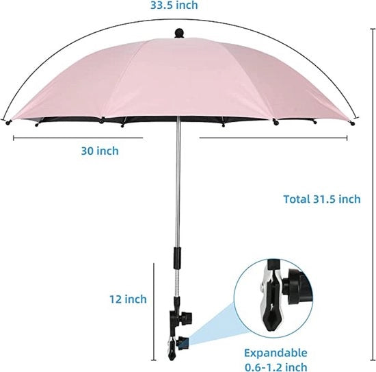 Ombrellone multifunzionale per passeggino, Parasole per passeggino, Ombrello per passeggino, Ombrellone multiuso per giardino, Zonnescherm multifunzionale per passeggino