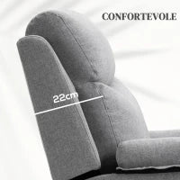 Poltrona Relax Alzapersona Elettrica Reclinabile con Telecomando e Poggiapiedi in Tessuto, Grigio Chiaro