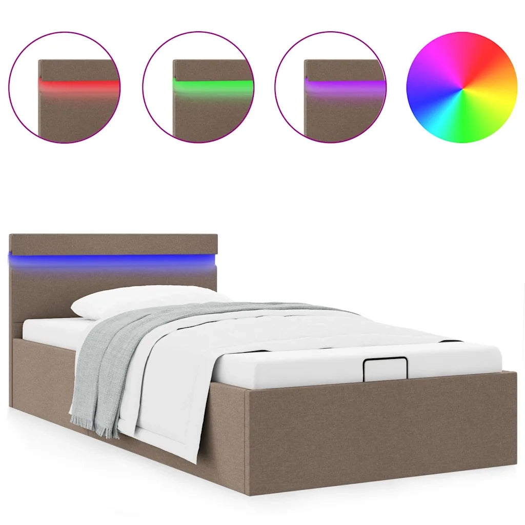 Letto Idraulico Contenitore LED Grigio Talpa Tessuto 90x200cm  cod mxl 62224