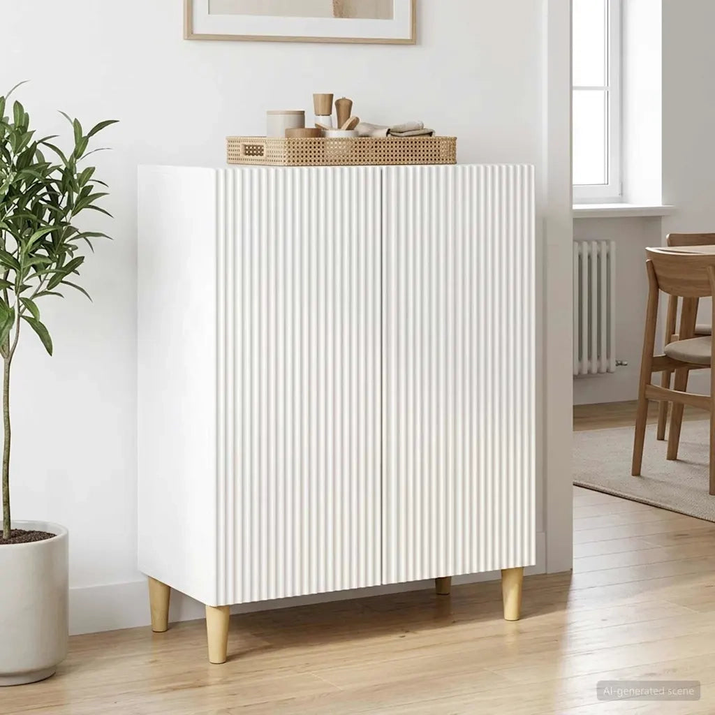Credenza Bianco Lucido 66 x 34,5 x 90 cm Legno ingegnerizzato 894589