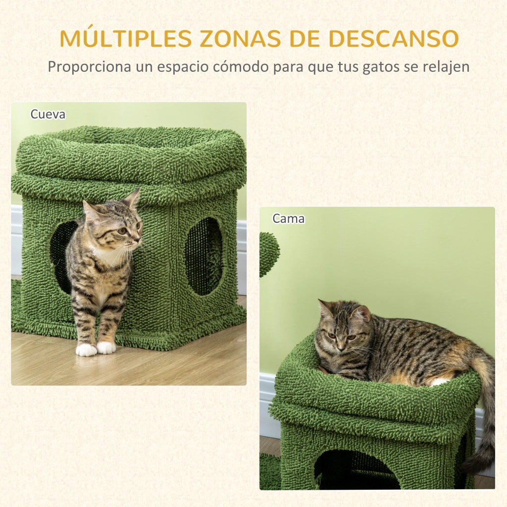 Albero tiragraffi per gatti con cuscino e palla ¨C zephmum ¨C 68x30x67 cm verde