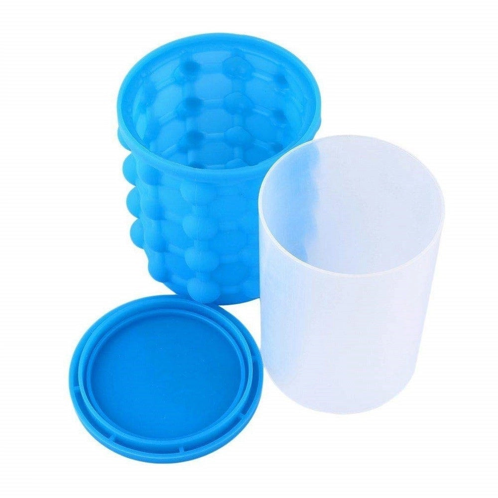 Trade Shop - Secchiello Per Ghiaccio Silicone 2in1 Forma Ghiaccio Cubetti Salvaspazio Porta Bibita -