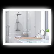 kleankin Specchio Bagno LED Antiappannamento con 3 Colori e Luminosità Regolabile, in Metallo e Vetro, 80x60x3 cm