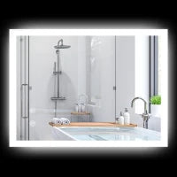 kleankin Specchio Bagno LED Antiappannamento con 3 Colori e Luminosità Regolabile, in Metallo e Vetro, 80x60x3 cm