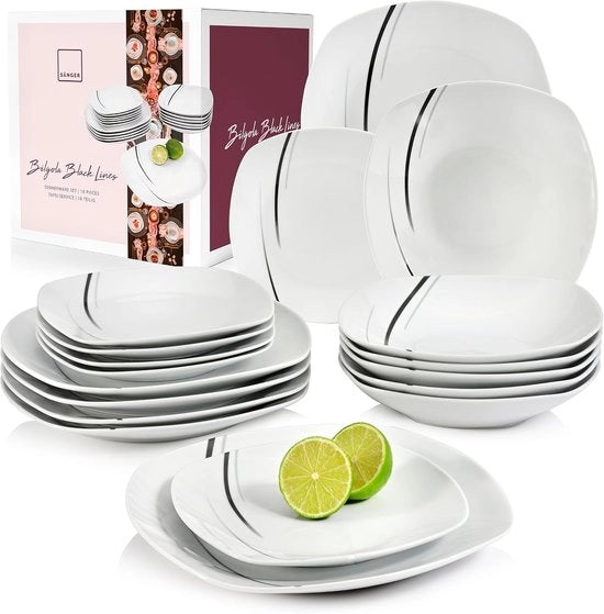 Servizio da 6 Persone - Servizi - Set di Tavola - Set di Cucina - Servizio da Tavola Chique - Porcellana - Bianca