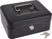 Cassaforte in metallo nero con chiusura a serratura da 20 cm - Cassetto per risparmio - Contenitore per monete
