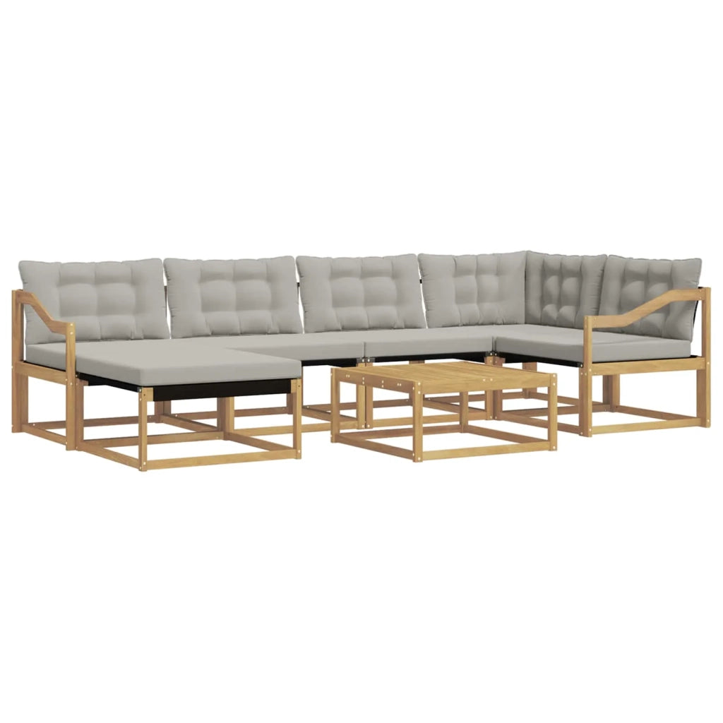 Set di divani da esterno 7 pcs Bianco e Grigio Chiaro