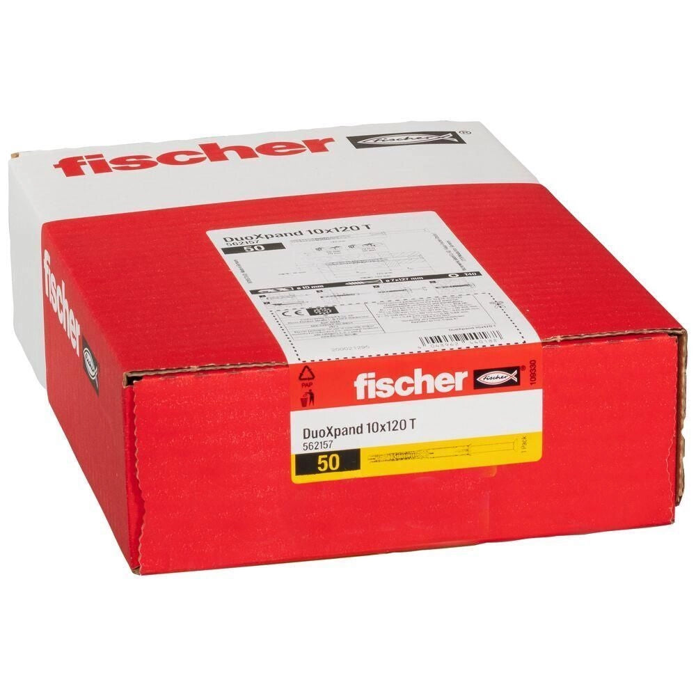 Fischer 562157 DuoXpand Tassello di espansione 10x120 mm con Vite premontata colore Grigio