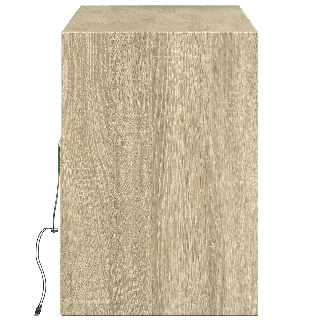vidaXL Mobile TV a Parete con Luci LED Rovere Sonoma 130x31x45 cm
