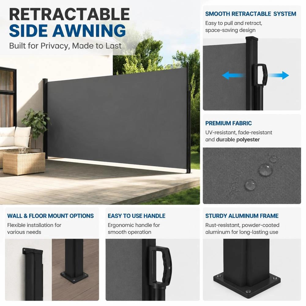 Extendable Side Awning, Anthracite, 220x300 Cm