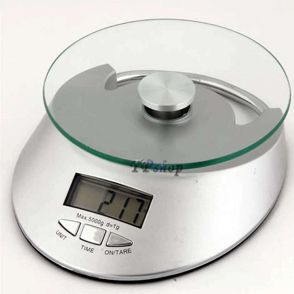 BILANCIA DA CUCINA DIGITALE  PRECISIONE DA 1GR A 5KG CON RIPIANO PIATTO IN VETRO