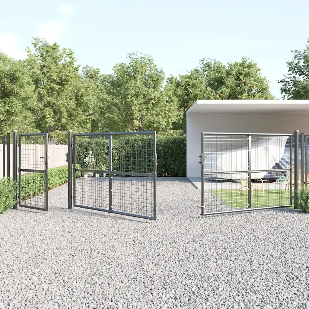 Cancello da Giardino in Rete Antracite 500x125 cm in Acciaio Zincato 154549