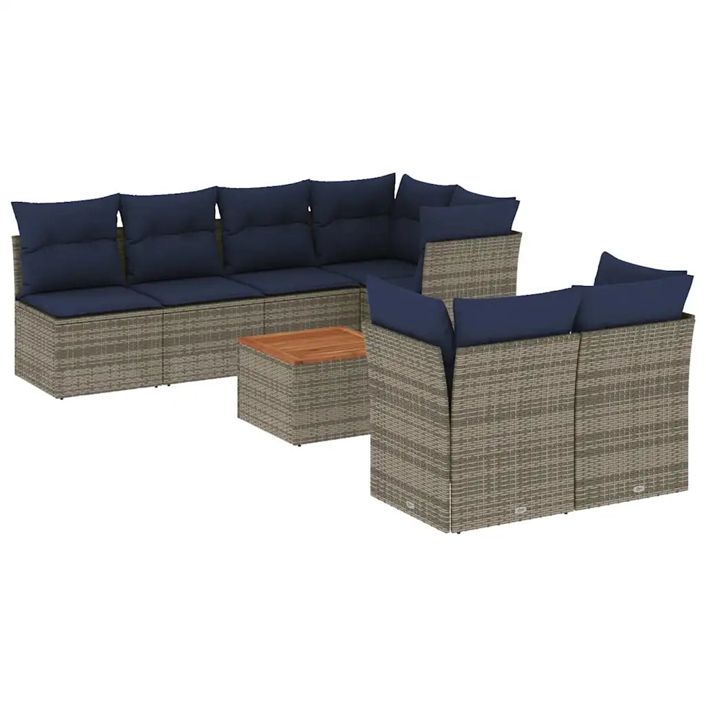 Set Divani da Giardino 8 pz con Cuscini Grigio in Polyrattan 3255851