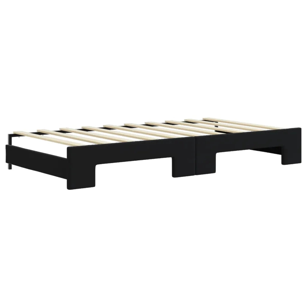 Divano Letto Estraibile con Cassetti Nero 90x190 cm in Velluto 3197016