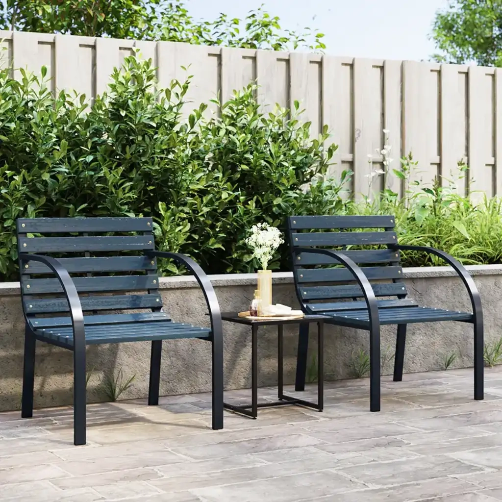 Sedie da Giardino 2 pz | Sedie da Esterno Grigie in Legno