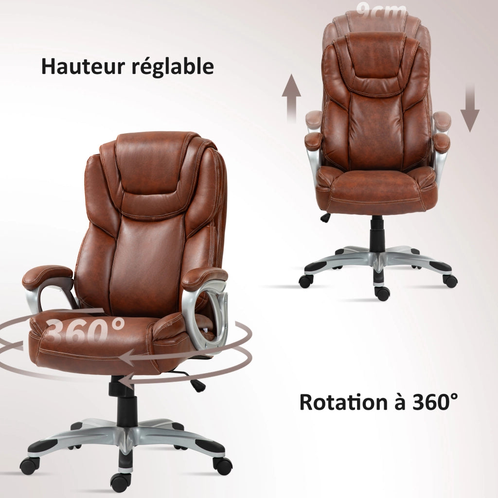 Sedia da ufficio con rotelle e basculante ¨C Zephmum ¨C Marrone 66x75.5x115.5-124.5 cm