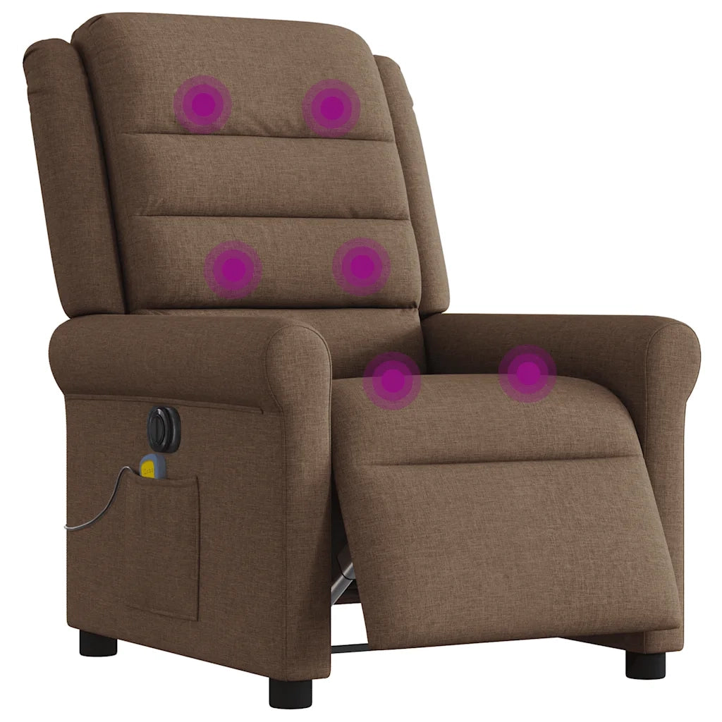 Poltrona Massaggiante | Sedia Relax Reclinabile Elettrica Marrone in Tessuto