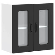 Pensile da Cucina | Mobile da Cucina con Porta in Vetro Kalmar Nero Truciolato