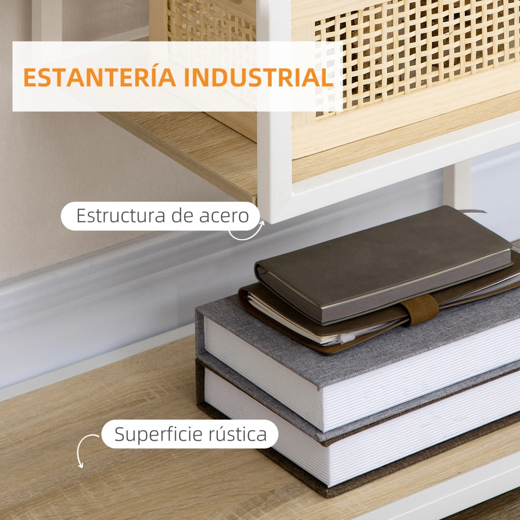 Libreria con Ripiani in Melamina e Struttura Metallo ¨C ZephMum ¨C 83x34x180 cm Robe e Bianco