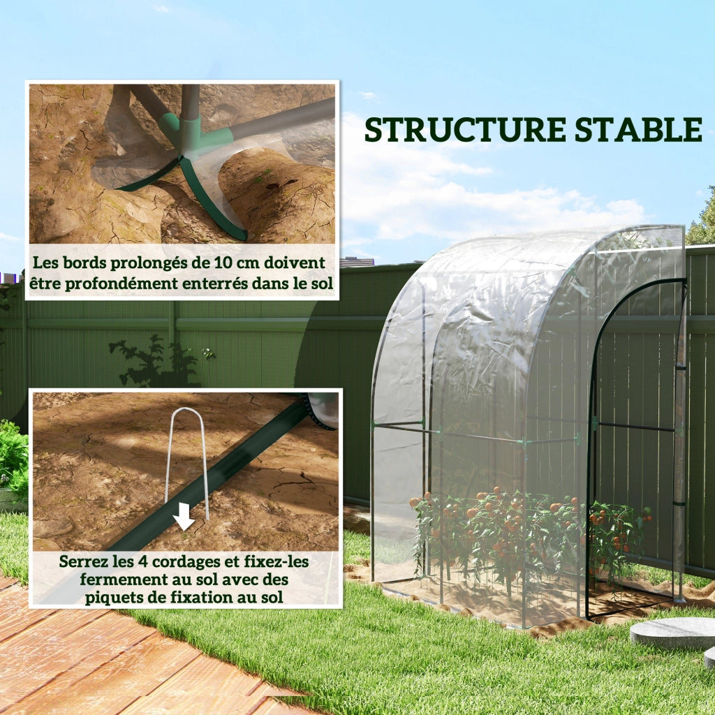 Serra da giardino adossata 2 porte ¨C zephmum ¨C PVC trasparente acciaio