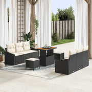 Set Divano da Giardino con cuscino 9 pcs Nero polyrattan