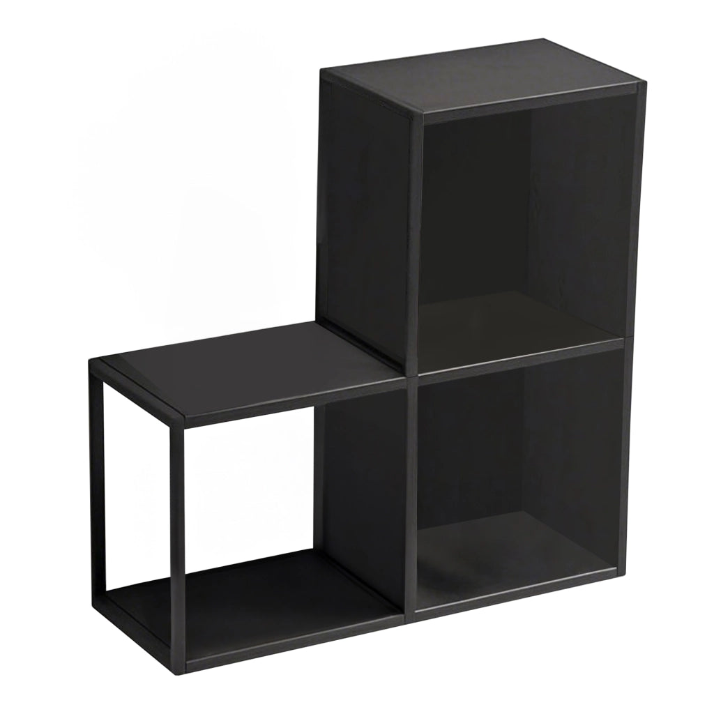 Set Nostened di 3 Mensole da Muro 28 x 28 x 20 cm con Pannello Posteriore e Laterale in Acciaio - Nero [en.casa]