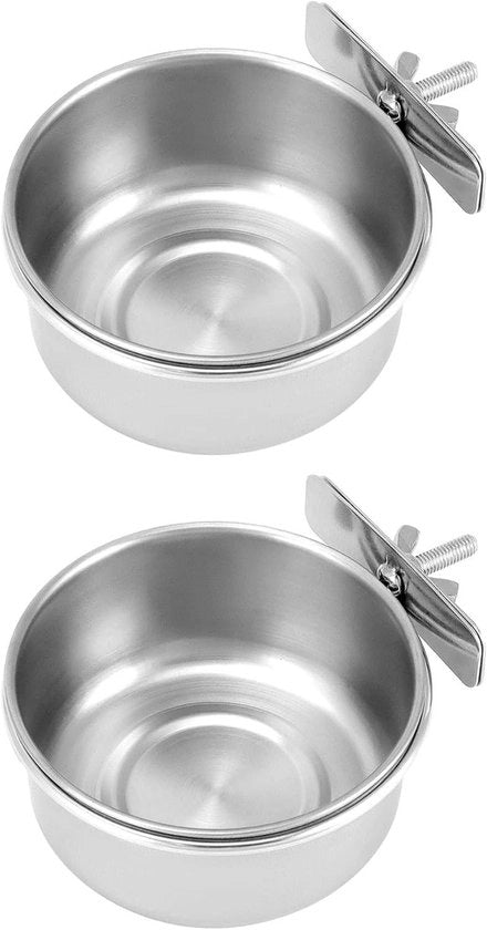 Set di 2 ciotole in acciaio inossidabile per uccelli da appendere accessori per gabbie per uccelli accessori per gabbie per ratti (10 x 45 cm)