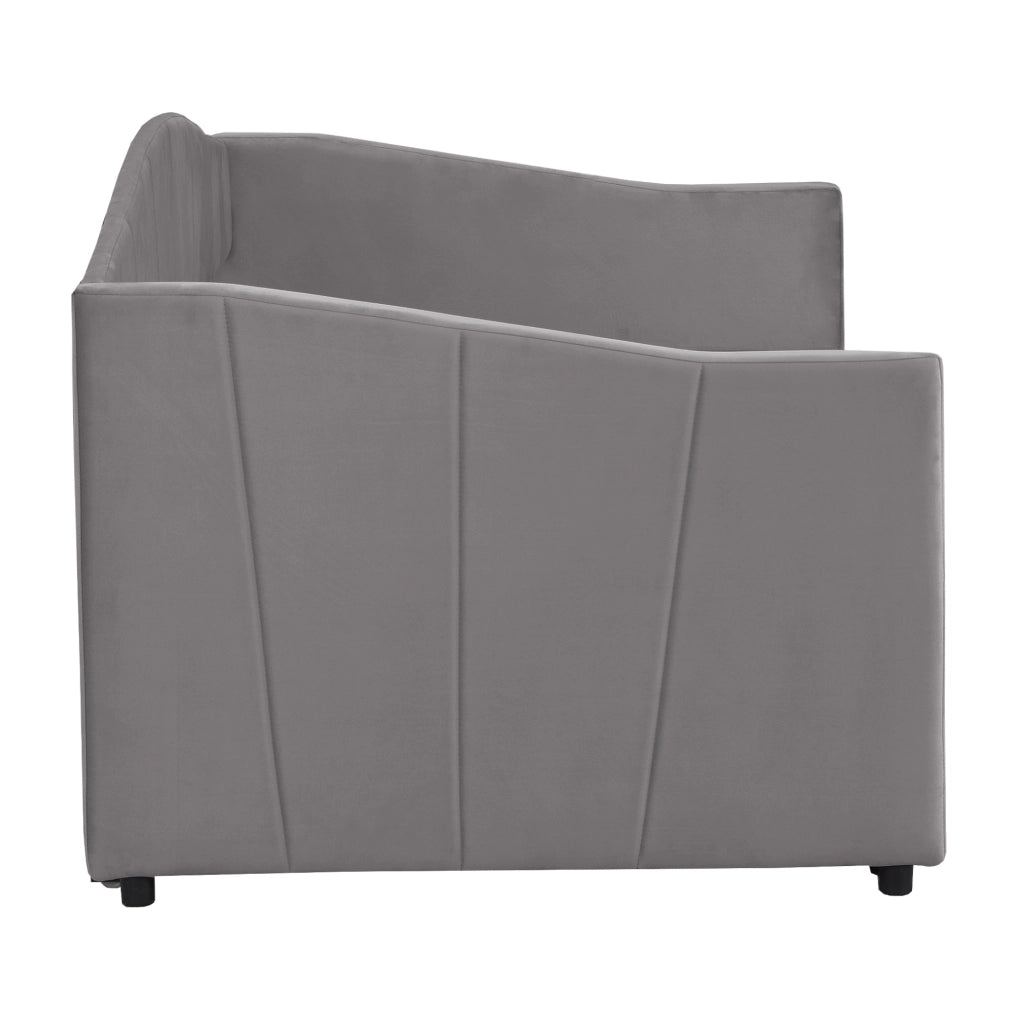 Divano letto estraibile imbottito 90/180 x 200 cm grigio