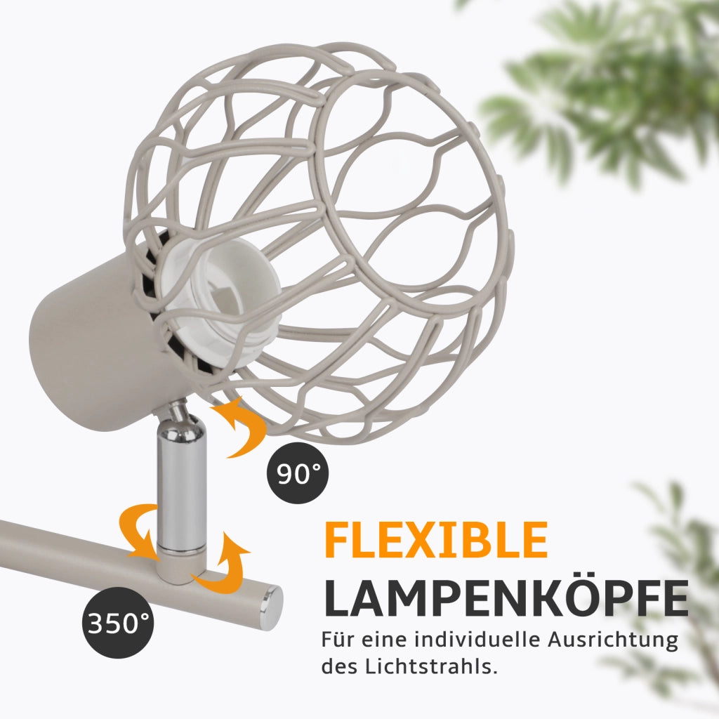 ZMH Faretto da soffitto 2 Luci Grigio E14 Metall Orientabile Moderni per Soggiorno Cucina Corridoio Senza Lampadina