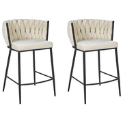 Set di due sedie da bar curve con base in metallo nero in velluto beige chiaro schienale alto sedia a sbalzo da soggiorno